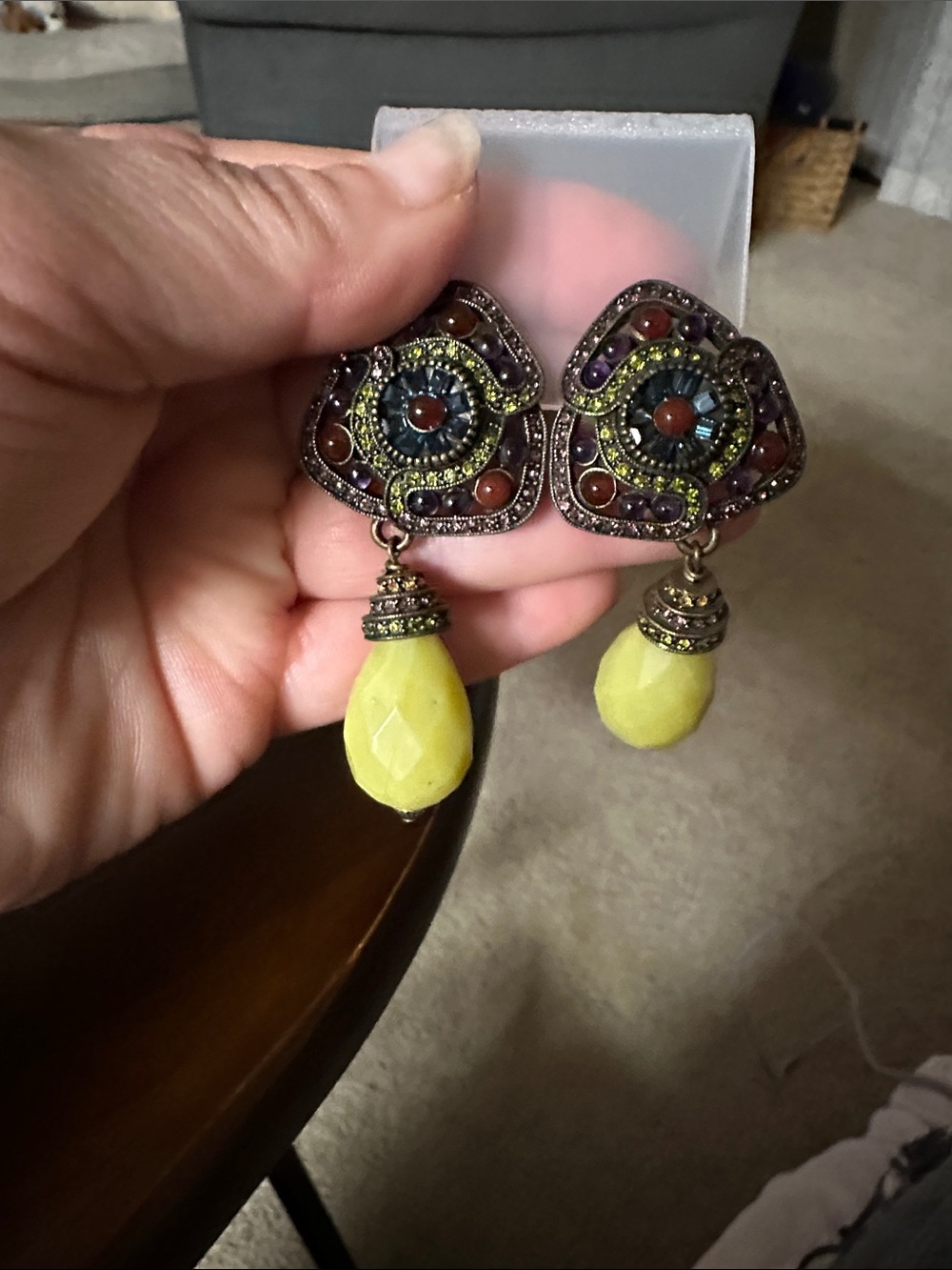 Handcrafted Yellow Teardrop Dangle Earrings
